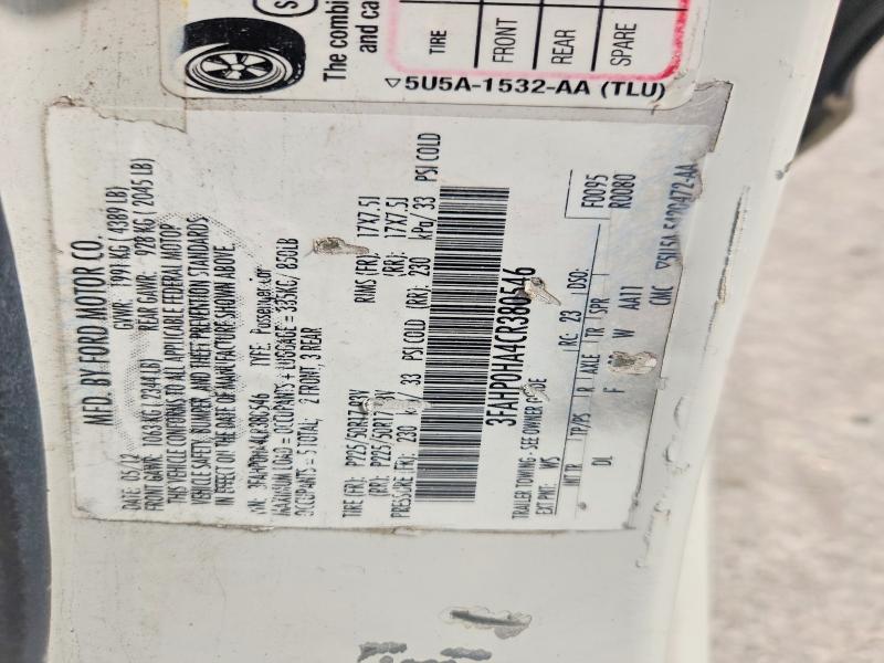 Aukcja sprzedaży 2012 Ford Fusion, vin: 3FAHP0HA4CR380546, numer aukcji: 61059016