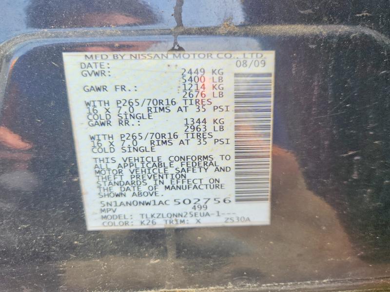 Aukcja sprzedaży 2010 Nissan Xterra, vin: 5N1AN0NW1AC502756, numer aukcji: 62030616