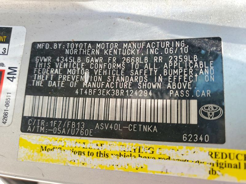 2011 Toyota Camry მანქანა იყიდება აუქციონზე, vin: 4T4BF3EK3BR124294, აუქციონის ნომერი: 59676336