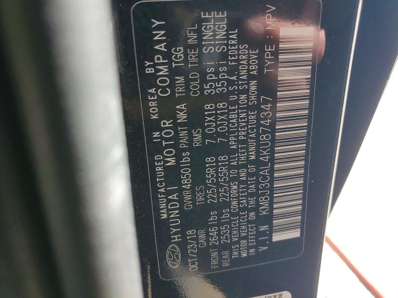 Aukcja sprzedaży 2019 Hyundai Tucson, vin: KM8J3CAL4KU874347, numer aukcji: 59815206