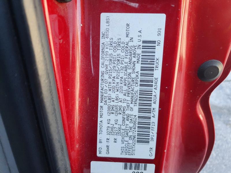 2007 Toyota Tacoma მანქანა იყიდება აუქციონზე, vin: 5TETX22N67Z408624, აუქციონის ნომერი: 62837566