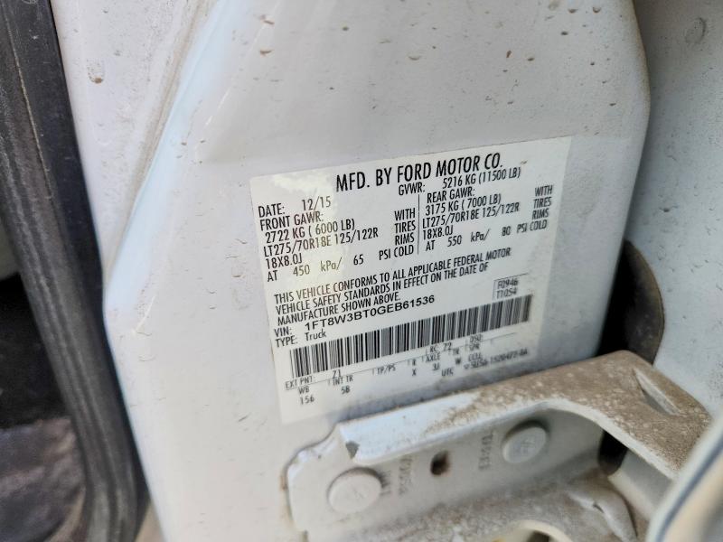 2016 Ford F350 მანქანა იყიდება აუქციონზე, vin: 1FT8W3BT0GEB61536, აუქციონის ნომერი: 61696956