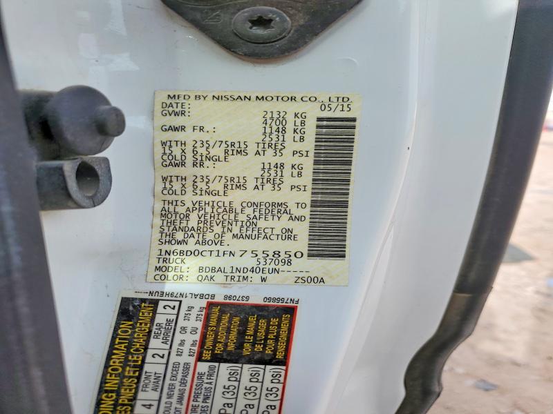 59637616 :رقم المزاد ، 1N6BD0CT1FN755850 vin ، 2015 Nissan Frontier مزاد بيع
