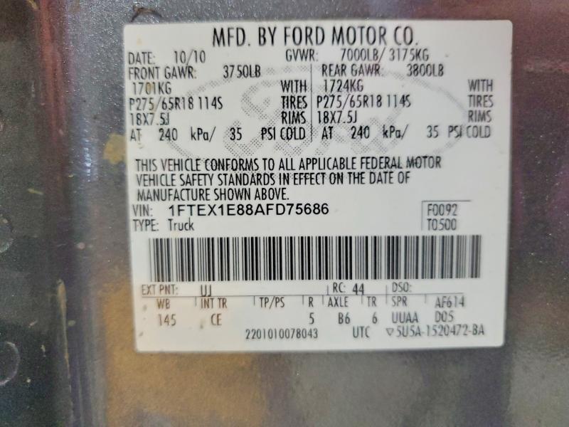 Aukcja sprzedaży 2010 Ford F150, vin: 1FTEX1E88AFD75686, numer aukcji: 62768576