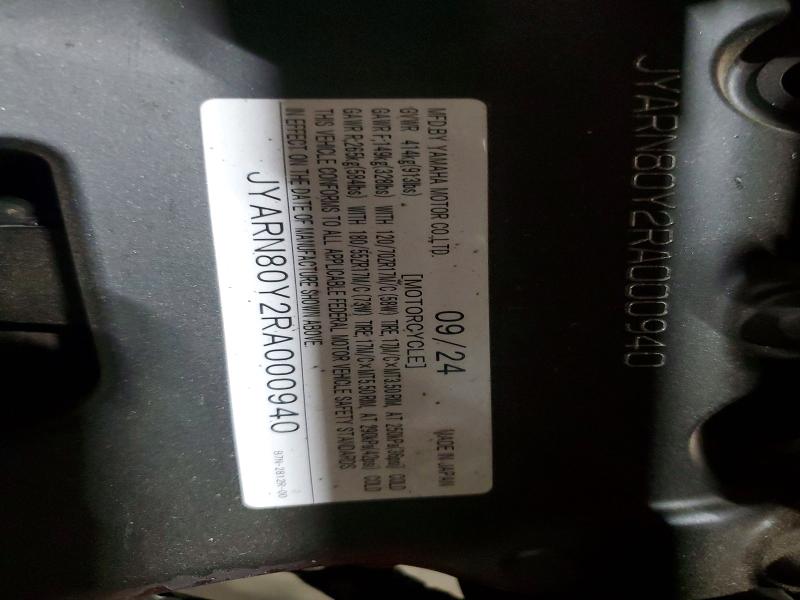 61889476 :رقم المزاد ، JYARN80Y2RA000940 vin ، 2024 Yamaha Mtm890 مزاد بيع
