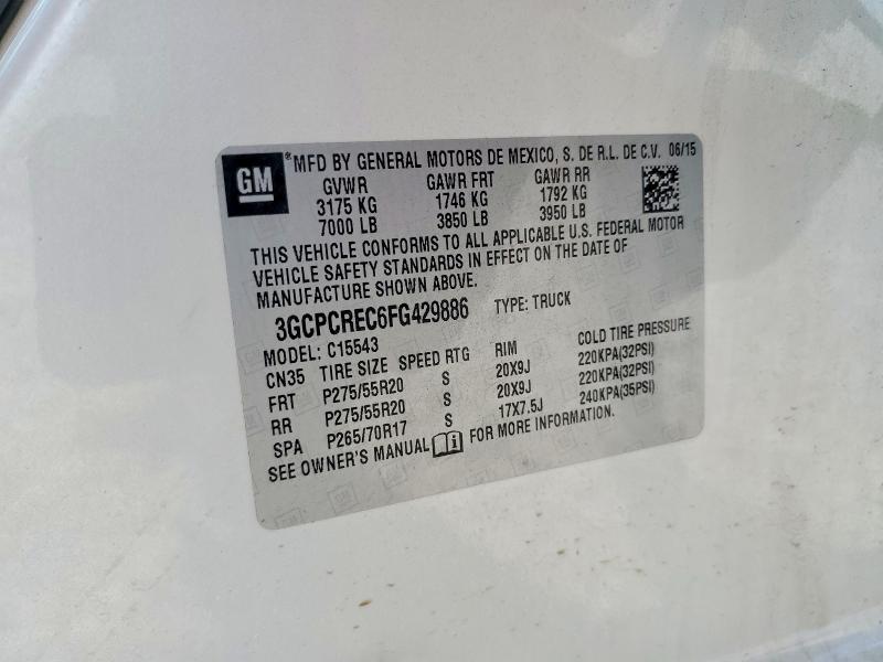 Продаж на аукціоні авто 2015 Chevrolet Silverado, vin: 3GCPCREC6FG429886, номер лоту: 62213576