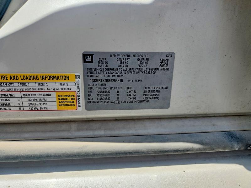 58903726 :رقم المزاد ، 1GKKRTKD6FJ253816 vin ، 2015 Gmc Acadia مزاد بيع