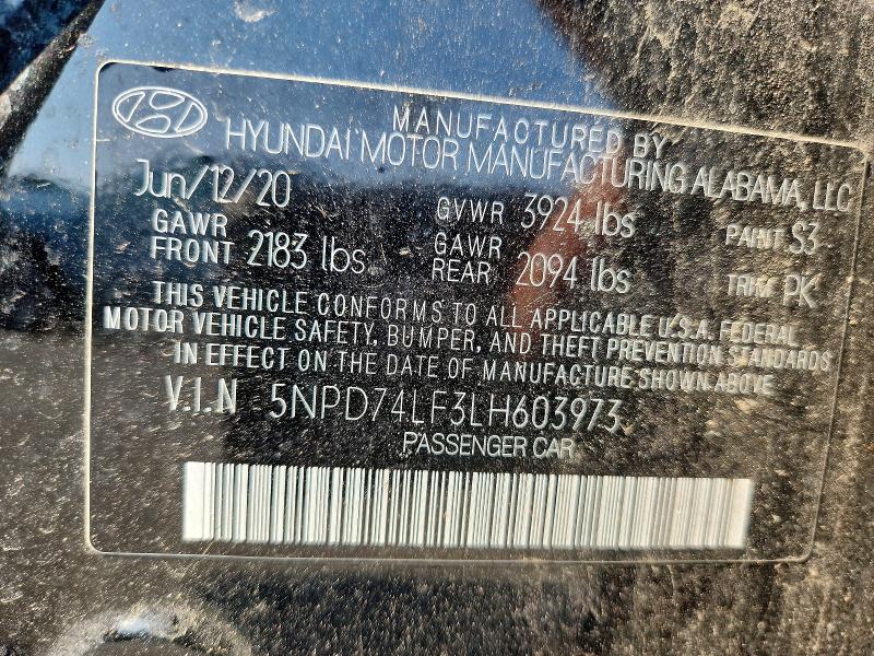Продажа на аукционе авто 2020 Hyundai Elantra, vin: 5NPD74LF3LH603973, номер лота: 62479696