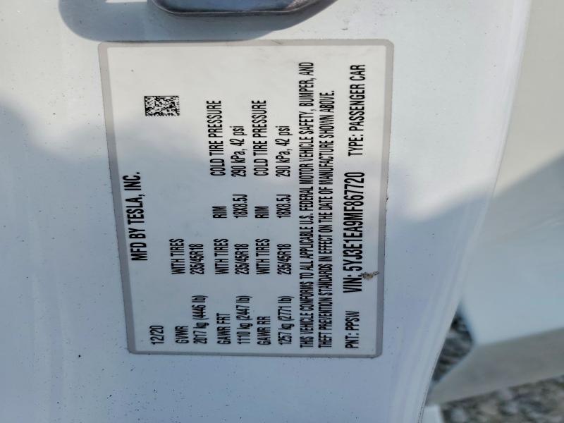 Продажа на аукционе авто 2021 Tesla Model 3, vin: 5YJ3E1EA9MF867720, номер лота: 62216636