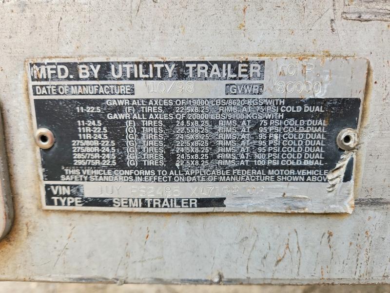 Aukcja sprzedaży 1999 Utility Trailer Manufacture Trailer, vin: 1UYFS2485XA719802, numer aukcji: 61033746