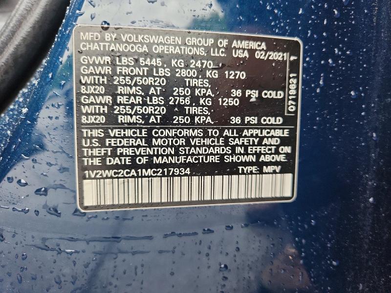 Продажа на аукционе авто 2021 Volkswagen Atlas Cross Sport, vin: 1V2WC2CA1MC217934, номер лота: 60782886