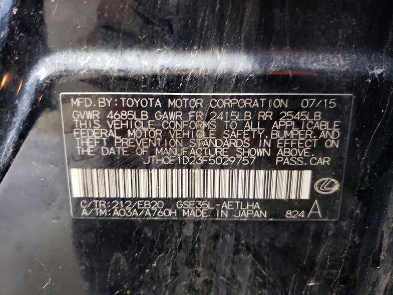 Aukcja sprzedaży 2015 Lexus Is, vin: JTHCF1D23F5029757, numer aukcji: 62516746