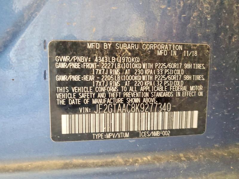 Продажа на аукционе авто 2019 Subaru Crosstrek, vin: JF2GTAAC8K9277340, номер лота: 62844666