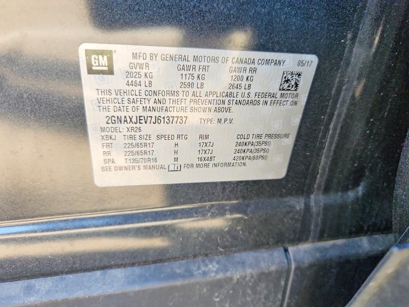 63045006 :رقم المزاد ، 2GNAXJEV7J6137737 vin ، 2018 Chevrolet Equinox مزاد بيع