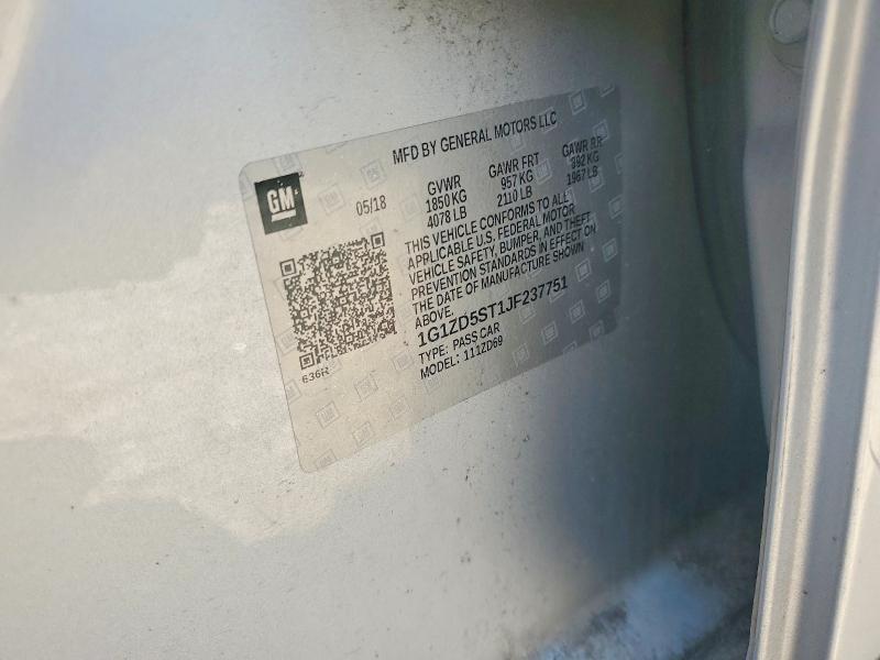 2018 Chevrolet Malibu მანქანა იყიდება აუქციონზე, vin: 1G1ZD5ST1JF237751, აუქციონის ნომერი: 59634896