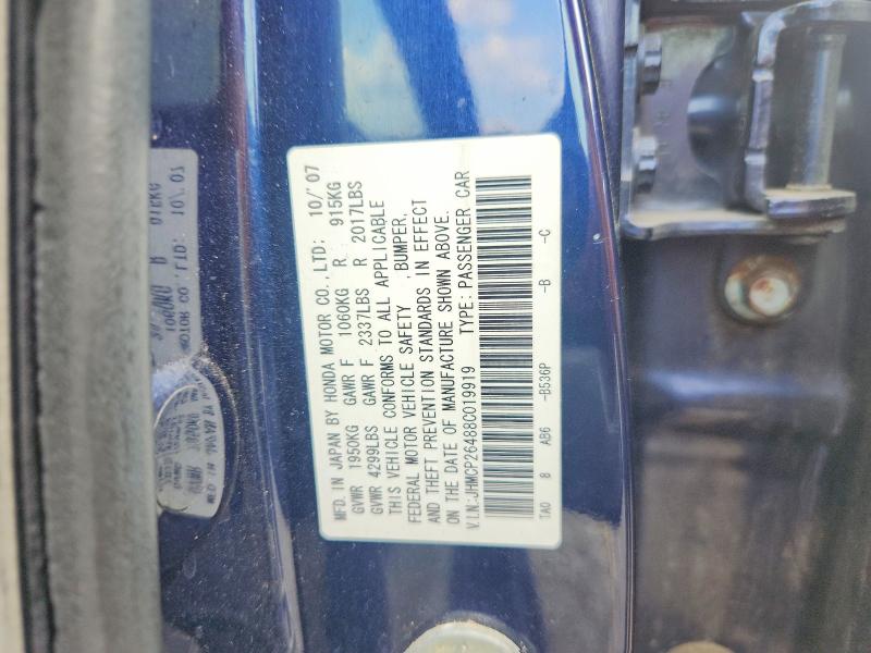 2008 Honda Accord მანქანა იყიდება აუქციონზე, vin: JHMCP26488C019919, აუქციონის ნომერი: 62282616