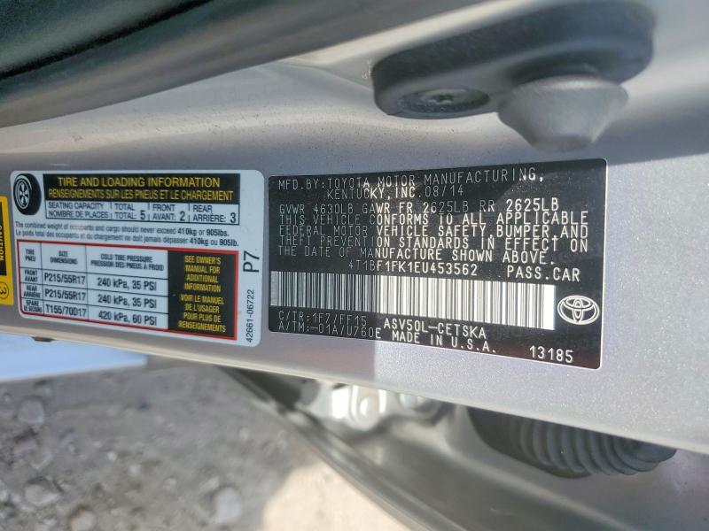 63006636 :رقم المزاد ، 4T1BF1FK1EU453562 vin ، 2014 Toyota Camry مزاد بيع