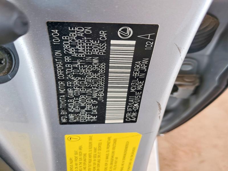 Aukcja sprzedaży 2005 Lexus Es, vin: JTHBA30G855078586, numer aukcji: 59199496