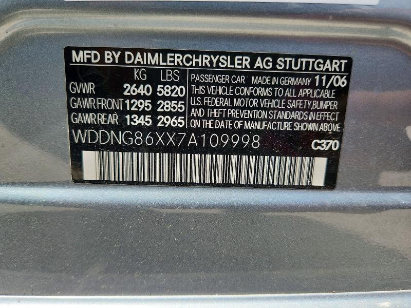 Продаж на аукціоні авто 2007 Mercedes-benz S, vin: WDDNG86XX7A109998, номер лоту: 62891106
