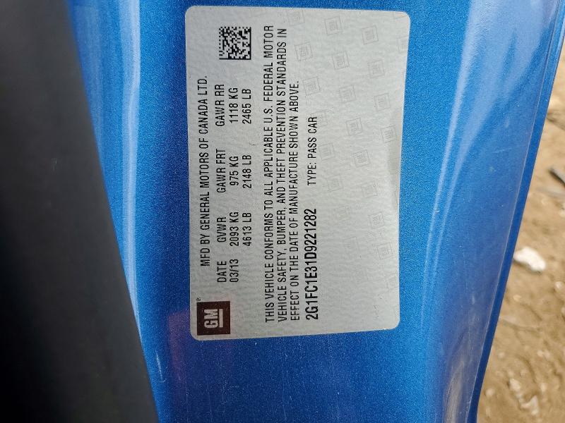 62791186 :رقم المزاد ، 2G1FC1E31D9221282 vin ، 2013 Chevrolet Camaro مزاد بيع