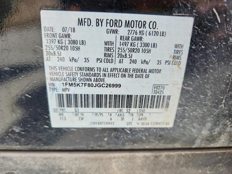 Продажа на аукционе авто 2018 Ford Explorer, vin: 1FM5K7F80JGC26999, номер лота: 62628236