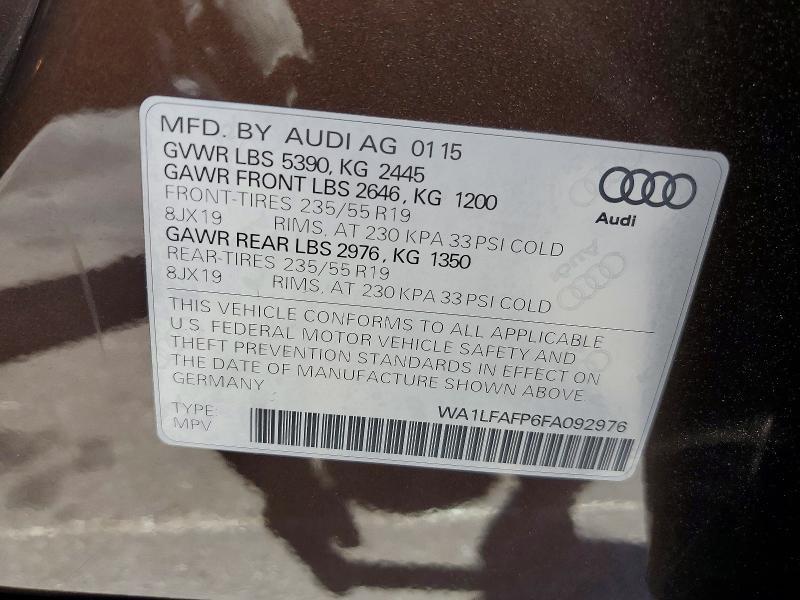Aukcja sprzedaży 2015 Audi Q5, vin: WA1LFAFP6FA092976, numer aukcji: 59819876
