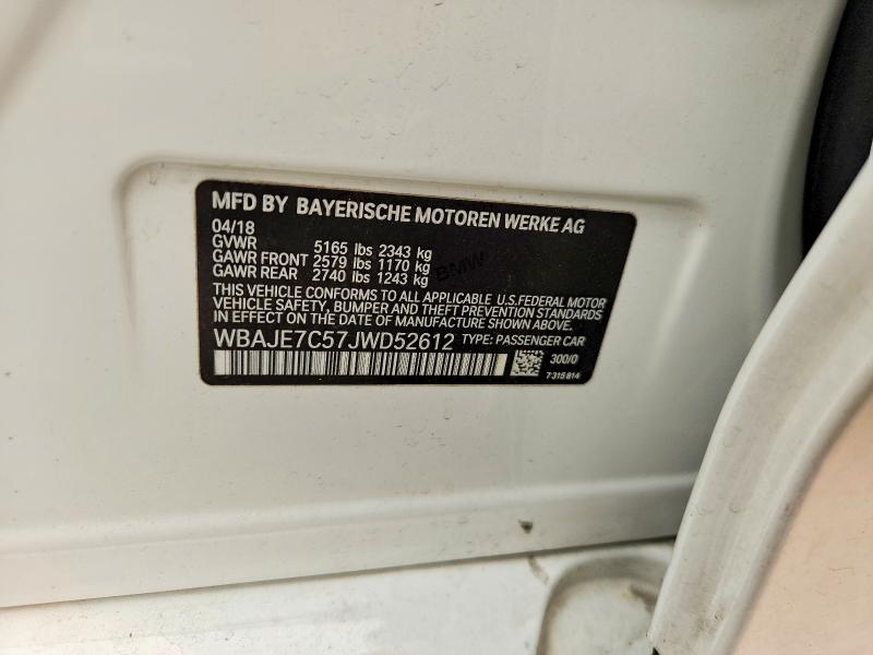 Продажа на аукционе авто 2018 Bmw 540, vin: WBAJE7C57JWD52612, номер лота: 60957786