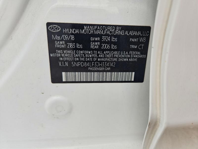 2018 Hyundai Elantra მანქანა იყიდება აუქციონზე, vin: 5NPD84LF3JH334142, აუქციონის ნომერი: 63350866