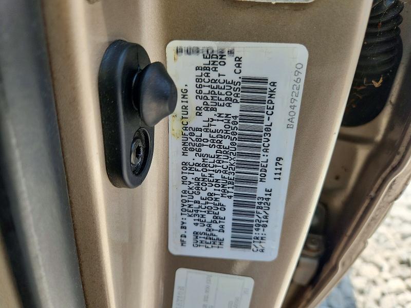 Aukcja sprzedaży 2002 Toyota Camry, vin: 4T1BE32KX2U050504, numer aukcji: 63450776
