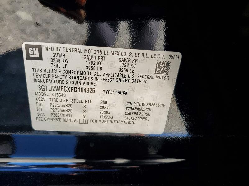 63432866 :رقم المزاد ، 3GTU2WECXFG104825 vin ، 2015 Gmc Sierra مزاد بيع