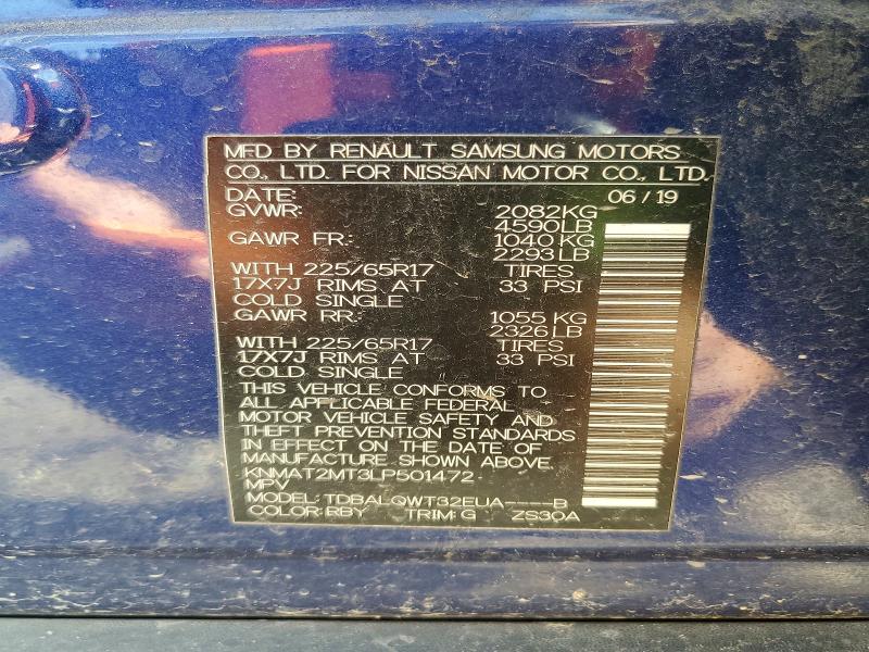 Продажа на аукционе авто 2020 Nissan Rogue, vin: KNMAT2MT3LP501472, номер лота: 59822716