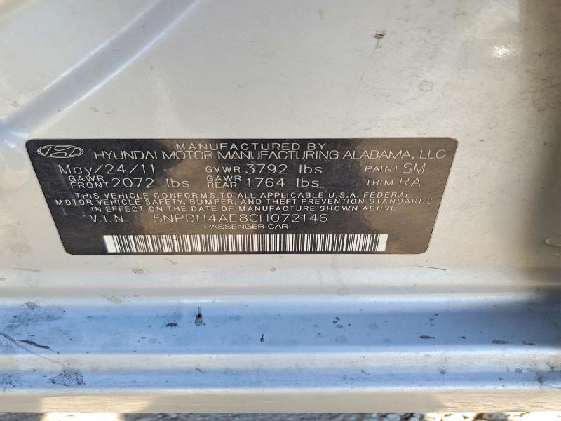 Продаж на аукціоні авто 2012 Hyundai Elantra, vin: 5NPDH4AE8CH072146, номер лоту: 61931586