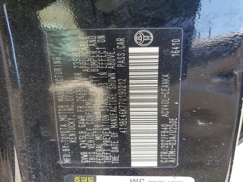 Aukcja sprzedaży 2007 Toyota Camry, vin: 4T1BE46K77U190212, numer aukcji: 62123636