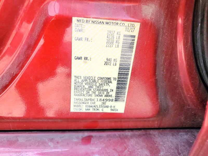 Aukcja sprzedaży 2017 Nissan Altima, vin: 1N4AL3AP8HC184998, numer aukcji: 61516256