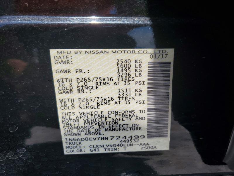Продажа на аукционе авто 2017 Nissan Frontier, vin: 1N6AD0EV7HN724499, номер лота: 60174296