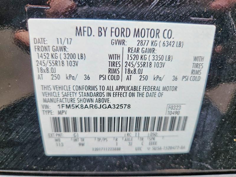 2018 Ford Explorer მანქანა იყიდება აუქციონზე, vin: 1FM5K8AR6JGA32578, აუქციონის ნომერი: 62229536