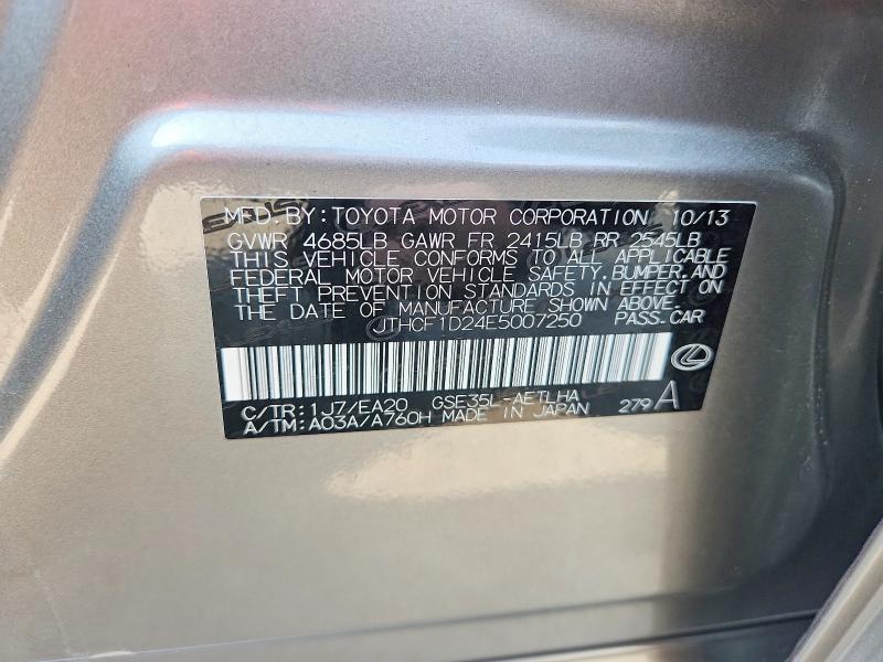 60468576 :رقم المزاد ، JTHCF1D24E5007250 vin ، 2014 Lexus Is مزاد بيع