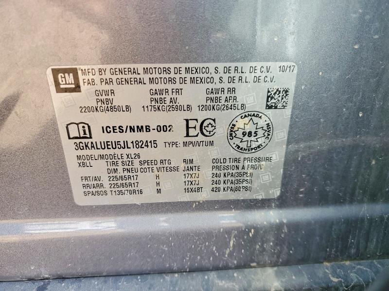 62973006 :رقم المزاد ، 3GKALUEU5JL182415 vin ، 2018 Gmc Terrain مزاد بيع