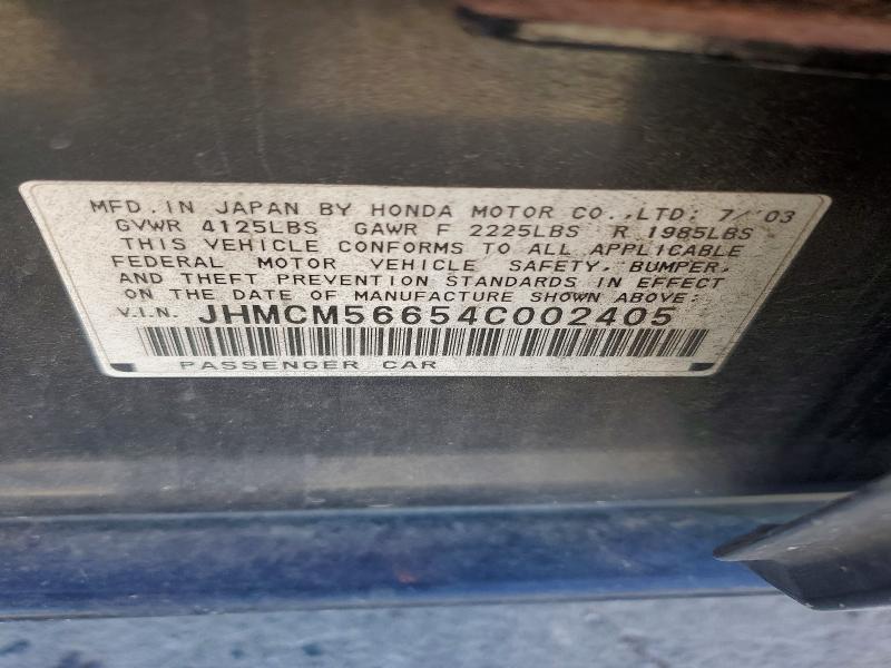 Aukcja sprzedaży 2004 Honda Accord, vin: JHMCM56654C002405, numer aukcji: 59003986