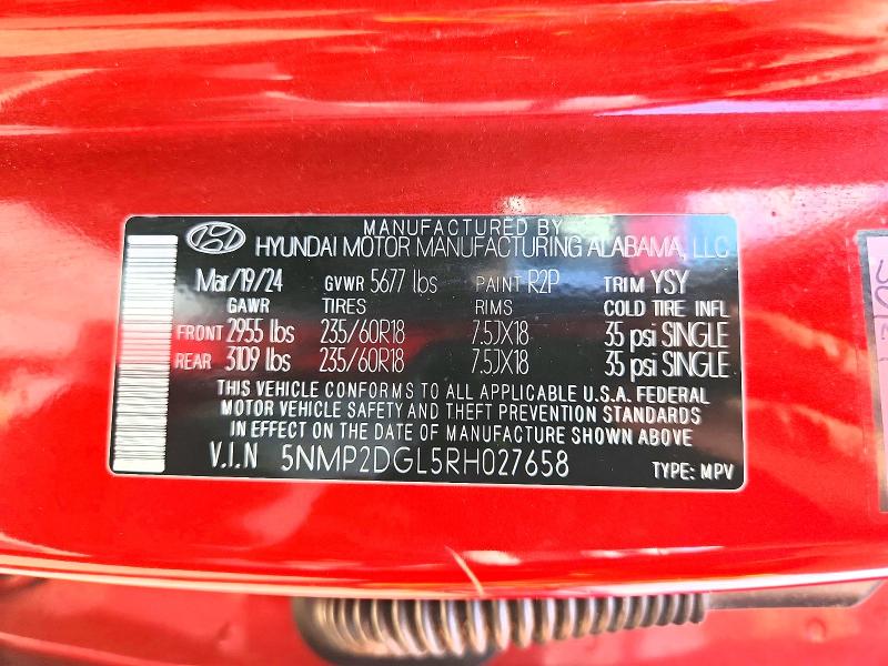 Aukcja sprzedaży 2024 Hyundai Santa Fe, vin: 5NMP2DGL5RH027658, numer aukcji: 59257866