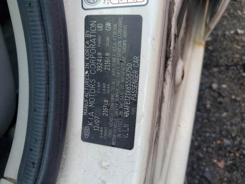 Продажа на аукционе авто 2008 Kia Spectra, vin: KNAFE121X85558750, номер лота: 62844386