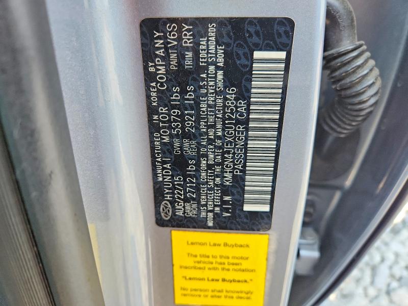 Aukcja sprzedaży 2016 Hyundai Genesis, vin: KMHGN4JEXGU125846, numer aukcji: 59710026
