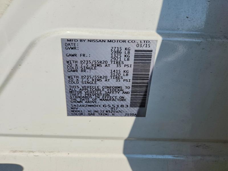 Aukcja sprzedaży 2015 Nissan Pathfinder, vin: 5N1AR2MM0FC655183, numer aukcji: 59265816