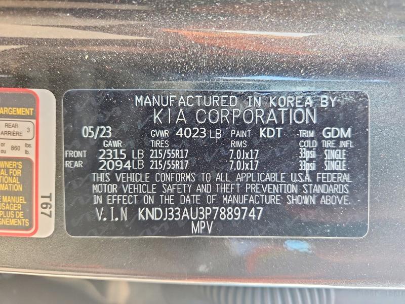 60255676 :رقم المزاد ، KNDJ33AU3P7889747 vin ، 2023 Kia Soul مزاد بيع