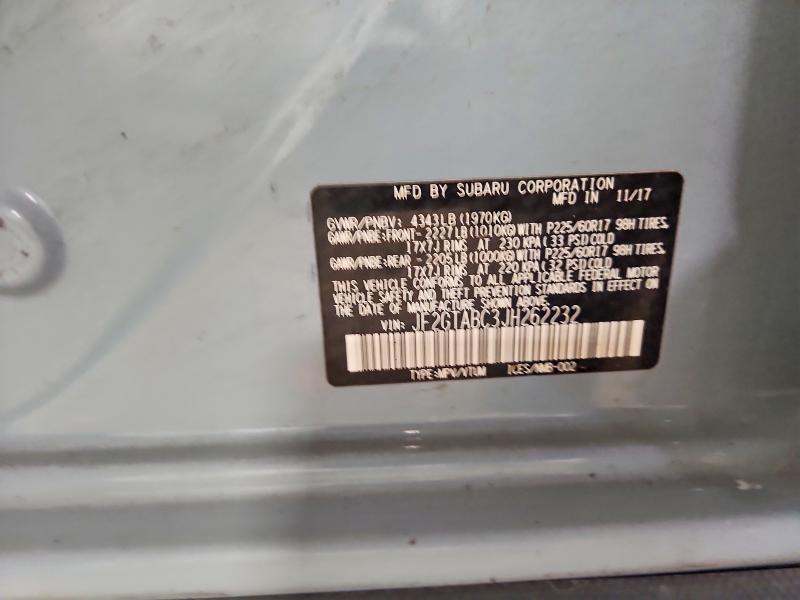 61892546 :رقم المزاد ، JF2GTABC3JH262232 vin ، 2018 Subaru Crosstrek مزاد بيع