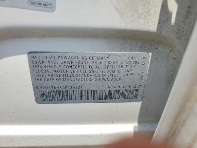 Продажа на аукционе авто 2010 Volkswagen Passat, vin: WVWJK7AN5AE139739, номер лота: 59277756