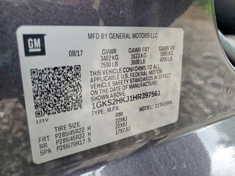 Продаж на аукціоні авто 2017 Gmc Yukon Xl, vin: 1GKS2HKJ1HR397561, номер лоту: 59124566