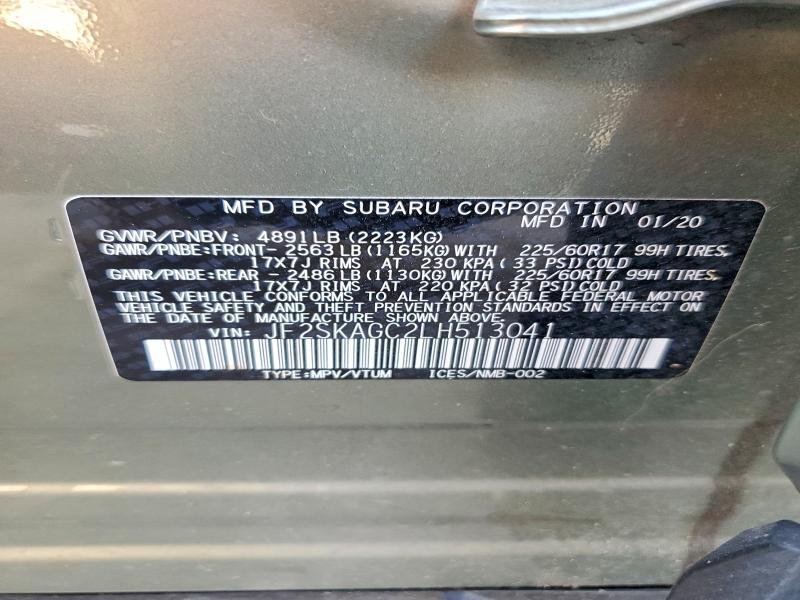 Продажа на аукционе авто 2020 Subaru Forester, vin: JF2SKAGC2LH513041, номер лота: 62247596