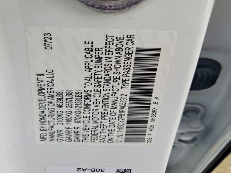 Aukcja sprzedaży 2023 Honda Accord, vin: 1HGCY2F81PA053312, numer aukcji: 61995186
