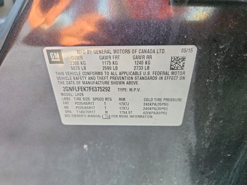 Aukcja sprzedaży 2015 Chevrolet Equinox, vin: 2GNFLFEK7F6375292, numer aukcji: 59230366